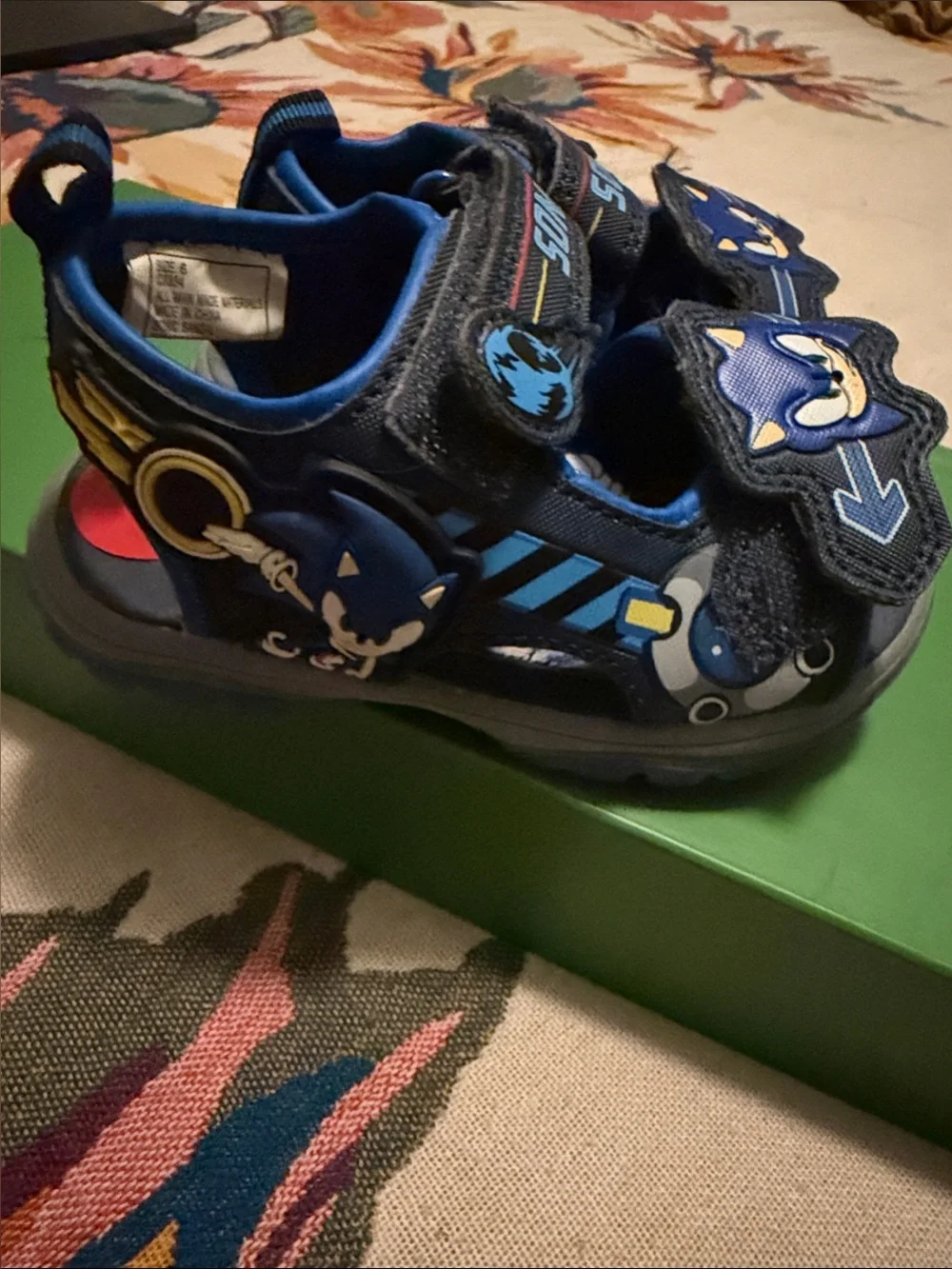 Blue Baby Sonic Sandals with Hook-and-Loop Straps